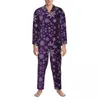 Homens sleepwear sparkly floco de neve pijama define natal diversão quente mulheres mangas compridas casual quarto 2 peças casa terno plus size