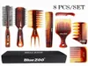 Blue zoo amber combs 8piece suit heat resistant and antistatic men039s oil head big back hair combs2170144