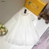 Luxury Girls Robes Mesh tissu Kid Kirt Princess Robe Taille 90-150 cm Kids Designer Vêtements Faux Collier Design Baby Frock 24MA