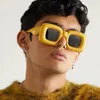 Lunettes de soleil Vintage Carré Couleur Bonbon Pour Hommes Et Femmes Monture Gonflée Marque Designer Rouge Jaune Unique Lunettes De Soleil Jambes Larges