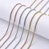 3MM Fashion Silver&Gold Plated Chain Necklace For Men Women Stainless Steel Square Round Pearl Necklace