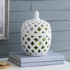 Bouteilles Pot creux en porcelaine blanche de style européen, Vase d'arrangement de fleurs, artisanat en céramique, Pot général en émail de forme spéciale