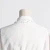 Casual klänningar 2024 Kvinnor Solid Color Retro Dress Sparched Spets Rund hals Lång kjol Bell ärmar Hög midja ihålig elegant franska