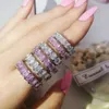 2023 neue Ankunft Mode Grün Schwarz Rosa Silber Farbe Eternity Band Ehering für Frauen Party Geschenk Schmuck Z13