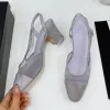 Sandalen zomer gaas ronde teen dikke hielpompen dames uitsnijdingen platte slingback sandalen jurk banket socialite groot formaat sandalias