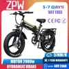 Cyklar rida på ZPW H20Pro Vuxna Ebike 1000W 48V 20AH ECTRIC Bike Mountain Snow Motorcycs 20 tum Folding Fat Tire Ectric Bicyc L240319