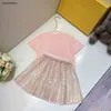 New Princess dress baby clothes designer kids tracksuits Size 100-130 CM girls t shirt and Shiny lace short skirt 24Mar