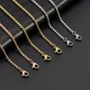 3MM Fashion Silver&Gold Plated Chain Necklace For Men Women Stainless Steel Square Round Pearl Necklace