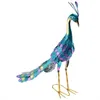 1 stycke Multicolor Metallic Peacock Statue Outdoor Garden Patio Deck Porch-Yard Art Decoration Metal 240318