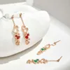 Luxury Jewelry Qeelins Earring Gourd Earrings Niche Instagram High-end Ear Hanging Style with Diamond Inlaid Fritillaria Multiple Gourd Earrings