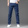 Calças de brim masculinas baggy roupas verão ultra fino lyocell calças retas moda casual negócios estiramento macio denim calças masculinas