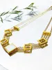 Choker Minar Charming White Natural Shell Square Multi Layered Necklace For Women Stainless Steel Gold PVD Plated Anti Tarnish Chokers