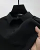 ハイエンドアイスシルクエラスティックポーロシャツ夏のTシャツトレンド通気性メンズ衣料品短袖高級240305