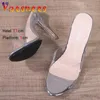 Scarpe eleganti 11CM Pantofole moderne per le donne 2024 Estate Nuovi sandali trasparenti Sexy Tacchi alti sottili CRISTALLO Donna Fuori Taglia 43 Oro H240325