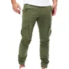 Pantalons pour hommes Pantalons de travail pour hommes Cargo à bande à la cheville avec multi-poches Cordon de serrage Taille élastique Tissu doux et respirant pour le confort