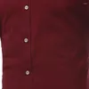 Men's Casual Shirts Gold Embroidery Wine Red Dress Shirt For Banquet Formal Long Sleeve Wedding Male Business Dinner Prom Chemise Hombre