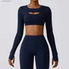 Active Set Womens Sports Vest Long SlED SHL YOGA Sports Shirt Fitness Suit Crop Top Running Gym Smoke Training Running Sports Smokec24320