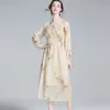 Hohe Qualität 100% wahrer Seiden Georgette Damen Kleid Winter Herbst Elegante weiße Blumenfrauen