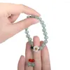 Link Bracelets Retro Chinese Style Jewelry Tassel Emerald Bangles Flower Jade Female Hand Chain Bead Women