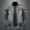 2023 Spring Autumn Slim Stand Collar Embroidered Denim Jacket Casual Mens Clothing Coat Trendy Fashion Motorcycle 240307