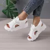 Geklede schoenen Zomer damessandalen Mesh Casual antislip Sport Flat Lace Up Platform Sandalias Open teen Strand dames