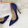 Geklede schoenen dames slangenpatroon hoge hakken blauw bedrukt stiletto enkele 12 cm T-show model groot formaat 45 puntige neus damespumpsNVY9 H240321