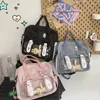 Sacos de ombro das mulheres bonito bowknot saco adolescente crossbody all-matching mochila transparente alça superior bolsa jk tote