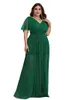 Vestidos plus size europeus e americanos, vestido grande transfronteiriço com mangas morcego, decote em v pequeno, verde, elegante, fenda longa