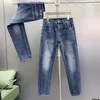 Jeans voor heren 2024 Fleece Normaal Rechte pijpen Slim Stretch Wash Retro High-End Casual Alles-in-één Blauwe Dikke Denim Broek