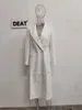 Women's Suits Fashion Blazer Coat Notched Long Sleeves Double Breasted Mid Length Version Slim Overcoat Spring 2024 7AB3405
