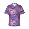 Men's Casual Shirts Flare Horse Beach Shirt Wild Horses Riding On Purple Pattern Hawaii Men Classic Blouses Short-Sleeve Y2K Funny Top