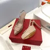 2024 Sandali da donna pompe moda estiva slingback tacco grosso classico di lusso in vera pelle da donna vestito shose 35-42 taglia disponibile disponibile