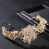Hair Clips Silver Color Crystal Flower Crown For Bride Luxury Barque Wedding Accessories Tiara Headband Headdress