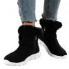 Buty Wodoodporne buty zimowe dla kobiet 2022 Nowe sztuczne futrzane buty śnieżne pluszowe długie kobiety platforma kostki ciepłe bawełniane buty