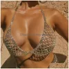 Altro Lucido Maglia di cristallo Catena del petto Biancheria intima Hollow Beach Body Bra Harness Lingerie Y Festival Abbigliamento Outfit 221008 Drop Delivery Dhsld