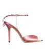 2024 Lady sandal high heel designer shoes saeda 100mm crystal strap pink satin leather sandals with crystal-embellishment wedding party dress shoes 35-43Box