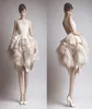 Ashi Studio Feather Short Prom Dresses Bateau Neck Evening Party Dontructions Backless Ruffles Italial Dress Wee294835