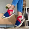 Shoes Summer Striped Platform Sandals Wedges Shoes For Women Hemp Rope Bottom Women's Espadrilles High Heels Slip On Canvas Fisherman