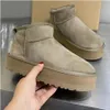 2023 Ultra Mini Boot Designer Womans Platform Snow Boots Australien Päls Skor Real Leather Chestnut Ankel Fluffy Booties for Women 004