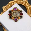 Colored crystal Brooches Luxury Women Men Designer Brand Letter Brooches Gold Plated High Quality Jewelry Brooch Pin Marry Christmas Party Gift Accessorie