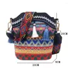 ショルダーバッグヴィンテージ女性バッグタッセルエスニック手織りのクロスボディレディヒッピースリングレディースハンドバッグ