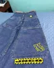 Уличная одежда Y2K, джинсовая ткань с высокой талией JNCO, вышивка в стиле ретро, мешковатые джинсы больших размеров с карманами, готические широкие брюки, скейтборд 240318