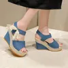 Sandales Arrivée Dames Chaussures Femmes Été Bout Ouvert Tête De Poisson Plate-Forme De Mode Talons Hauts Wedge Femme