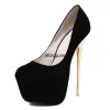 Boots Classic Big Taille 41 42 43 44 45 Sexy Pumps Wedding Women's Fetish Shoes Concise Woman Pumps High Heel Stripper Flock Pompes 16 cm