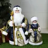 Décorations de Noël Une paire de seau de bonbons avec la musique russe en peluche Santa Claus Doll Navidad Année Ornements Décoration Cadeaux pour enfants