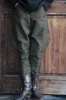 Calças masculinas retro cavaleiro calças sarja algodão exército verde casal modelos pequenos pés leggings a mesma tendência casual