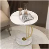 Woonkamermeubilair Elegante lichte luxe rotsplaat Kleine ronde tafel voor woondecoratie - Perfecte thee, koffieboeken en meer stijlvol Co Dhhv9