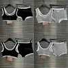 Luxe designer dames bh -briefs set contrast kleur draadfree ondergoed sexy sportieve yoga gym bijgesneden singlet tanktops lingerie sets