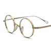 Lunettes de soleil Titanium Petit rond Myopie Lunettes Hommes Femmes Vintage Lunettes Cadre Mâle Optique Prescription Lunettes Noir Bleu Argent