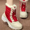 Boots Fashion Winter Snow Boots Women High Top Top Bottom Lace Up Breatable Plush Sneakers Nonslip Walking Shoes Bota de Neve